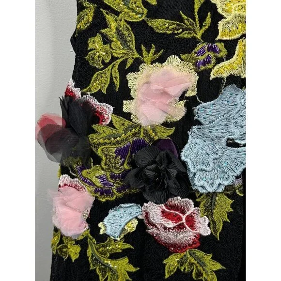 $998 MAC DUGGAL 11411 Black 3D Floral Dress Size 10 Embroidered Formal Gown NWT - Picture 6 of 10